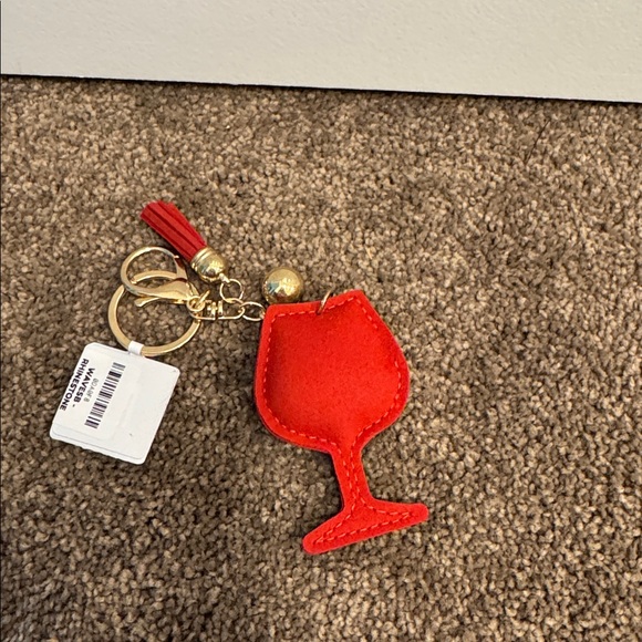 Rhinestone Wine Glass Keychain - Picture 2 of 2